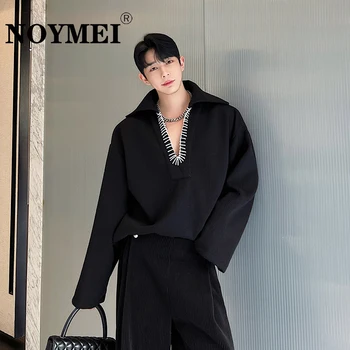 Осенне-зимняя дизайнерская вязаная контрастная толстовка NOYMEI с V-образным вырезом, украшенная плетеной веревкой, модный мужской пуловер, шикарный WA2928