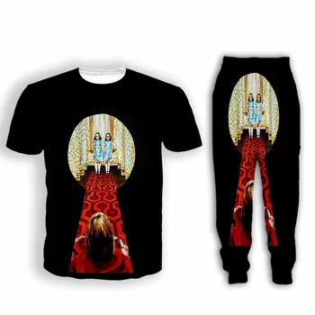 Повседневная футболка с блестящим 3D-принтом + брюки для бега, брюки для бега, костюмы для женщин / Мужские комплекты, одежда для костюмов D2