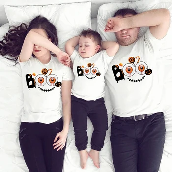 Семейные топы на Хэллоуин, эксклюзивный дизайн, футболки Terror Eyes Boo