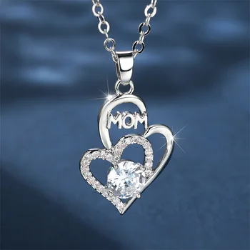 Симпатичное Женское ожерелье с подвеской в виде маленького Хрустального сердечка Серебряного цвета, Каменное ожерелье Белого цвета, Свадебное ожерелье
