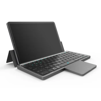 Складная клавиатура Беспроводная Bluetooth-клавиатура со складывающейся сенсорной панелью Кожаный чехол для Windows, Android, IOS, телефон, мини-клавиатура