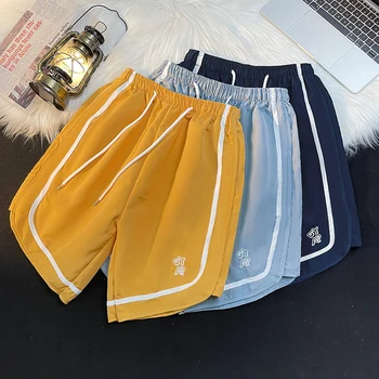 Спортивные шорты American Ice Silk для мужчин и женщин, летние красивые быстросохнущие пляжные брюки, Свободные баскетбольные пятиточечные брюки