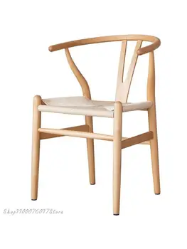 Стул из массива дерева Бревенчатый обеденный стул Домашний стул со спинкой и поперечными рычагами Простое кресло из массива дерева Стул для переговоров в ресторане