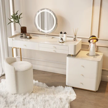 Туалетный столик с зеркалом, европейские роскошные органайзеры, туалетный столик для хранения белой косметики, удобная мебель Penteadeira
