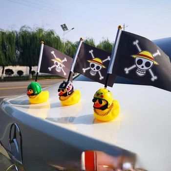 Украшения для автомобиля, Национальный флаг с уткой, Маленькие Желтые утки, Красный флаг, Пиратская присоска, Аксессуары для украшения авто