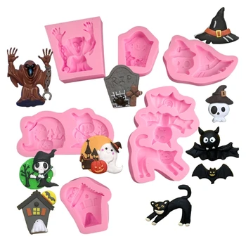 Упаковка из 6 силиконовых форм для торта на Хэллоуин, шоколадных формочек, инструментов для украшения торта Прямая поставка