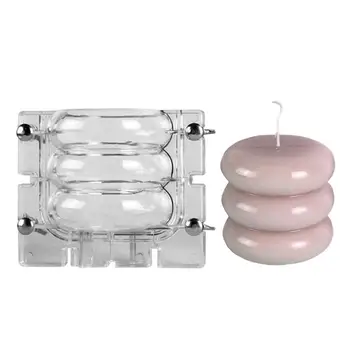 Цилиндрическая форма для ПК 3D Трехслойные формы для круглых цилиндров для свечей Мыло своими руками Для Ароматерапии Форма для изготовления гипсовой смолы Декор