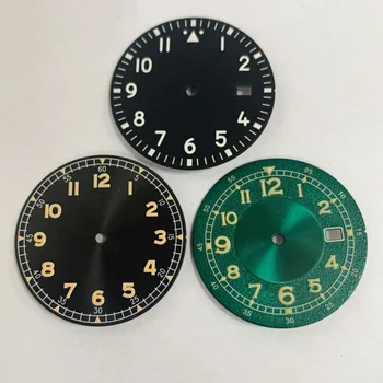 Циферблат 33,5 мм, Зеленые светящиеся Сменные аксессуары для часов, циферблаты для механизма NH35 / NH36 / 7S / 4R