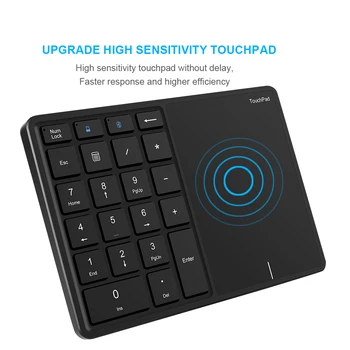 Цифровая клавиатура Беспроводная 2.4G Bluetooth-Совместимая с Сенсорной панелью Мини-Цифровая Клавиатура Type-C Перезаряжаемая для Настольного ноутбука