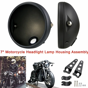 Черный матовый глянец, хром, 7-дюймовая 7-дюймовая светодиодная лампа, корпус фары, чехол для бокового крепления к ведру для мотоцикла Honda