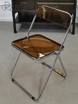 Японский обеденный стул бытовой складной стул с пластиковой спинкой простой ins чистый красный стул акриловый призрачный прозрачный стул